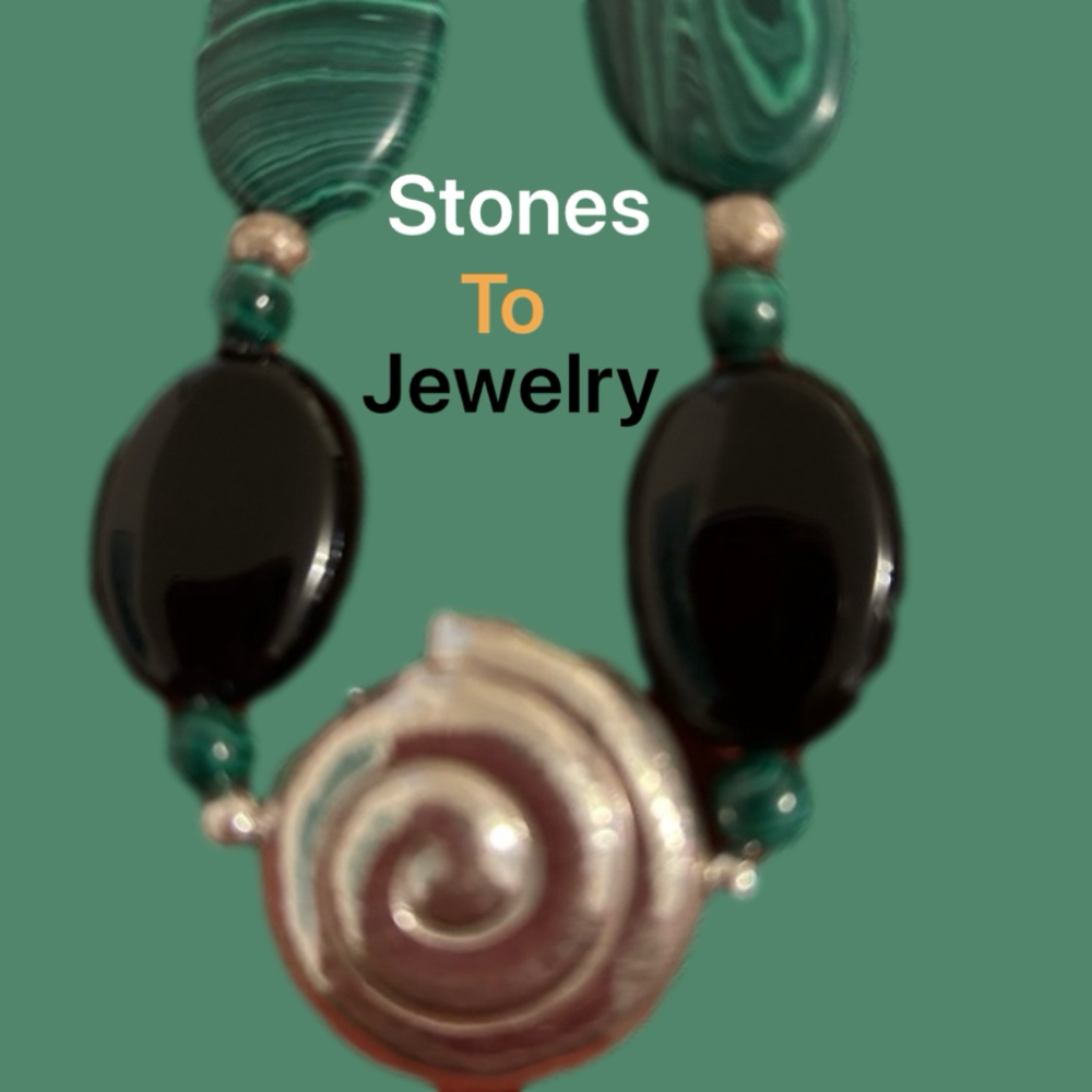 Handmade Malachite, Onyx, Thai Silver 19.5” necklace NWTs StonesTo Jewelry